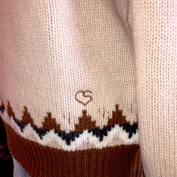 Claudia Schiffer + Frame Merino Wool Fair Isle Turtleneck Sweater NWT - Picture 7 of 15